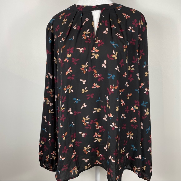 Maurice’s Black Floral Long Sleeve Blouse With Keyhole Women’s Size XL - Picture 1 of 12